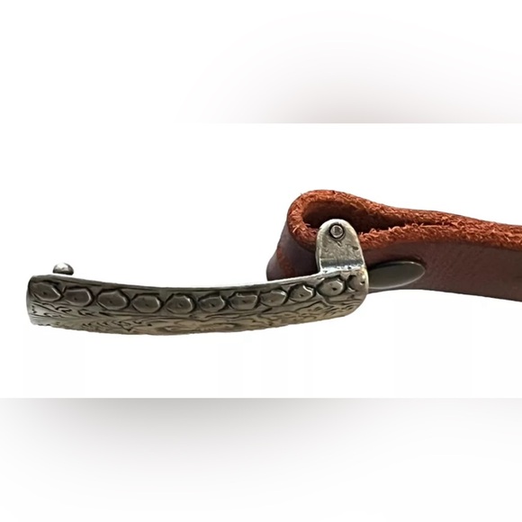 SOLD BADICHI Burgundy Leather Belt With Removable Floral Buckle Israel - Picture 9 of 10